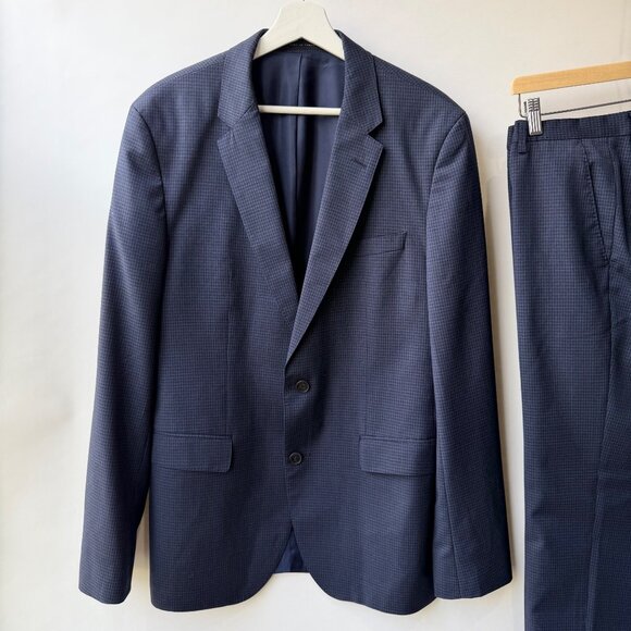 Hugo Boss Johnston/Lenon Classic Fit Wool Suit navy checkered Men’s Size 40L - Picture 4 of 16